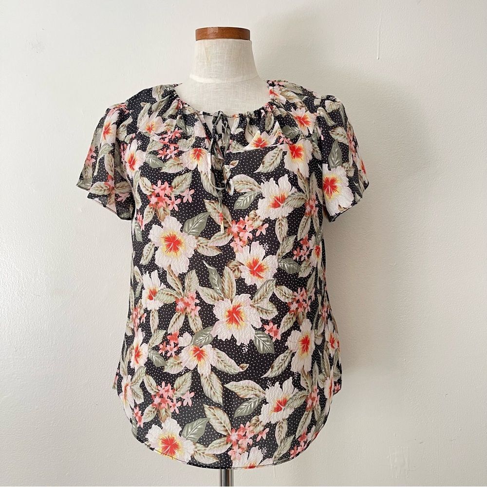 Rebecca Taylor Kamea Floral Silk blend top preowned size 4